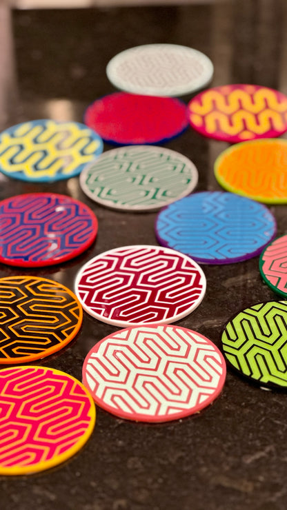 3" Circle Acrylic Custom Mosaic "Zig-Zag" Patch