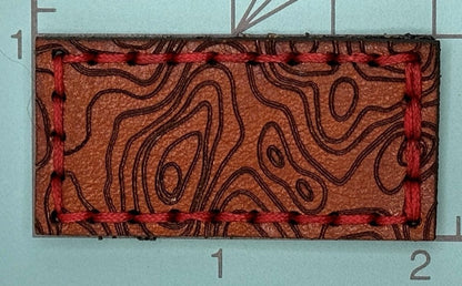 1"x2" Brown Leather Topo/Red Thread