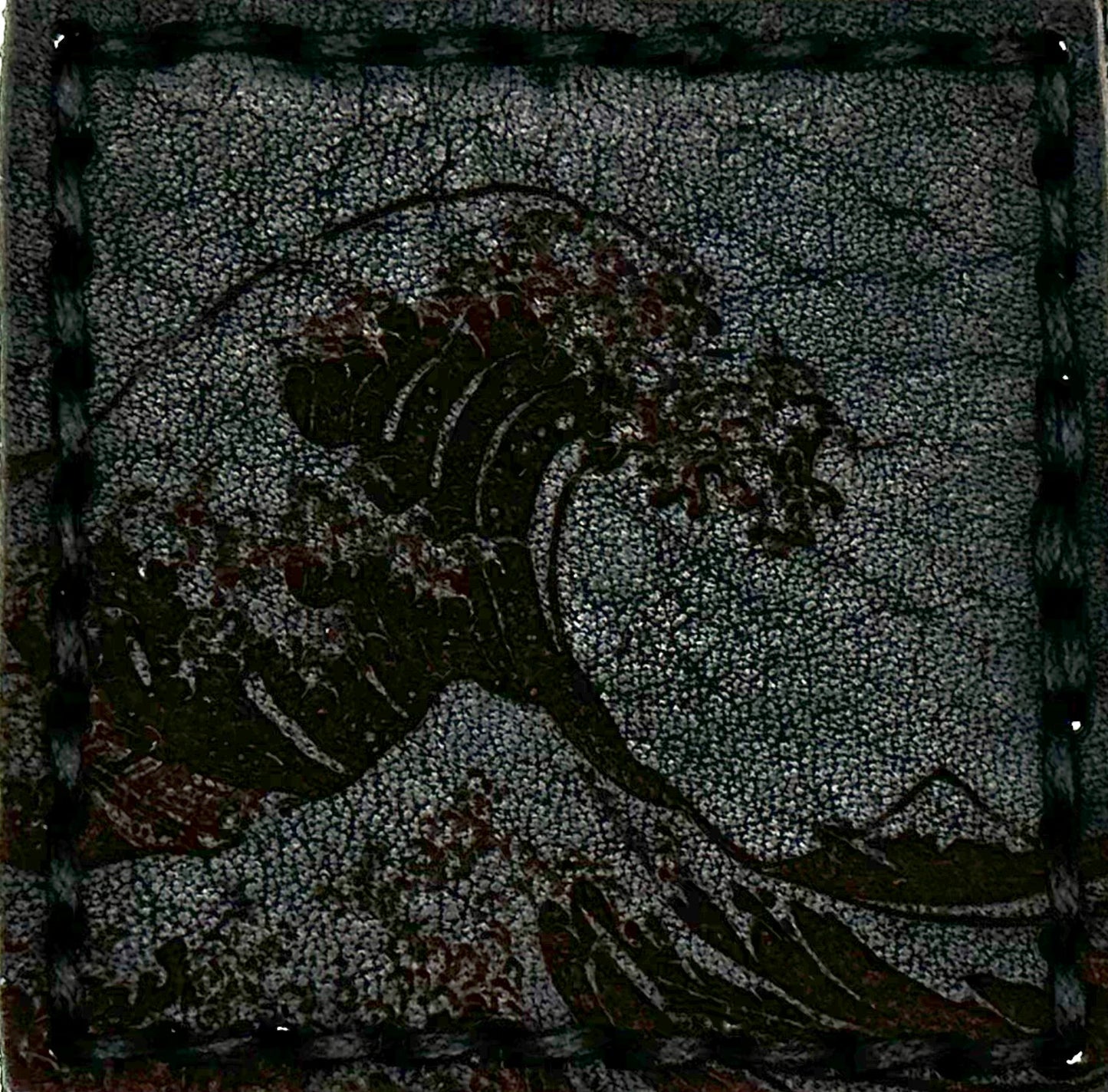 Black Leather Great Wave Velcro Morale Patches